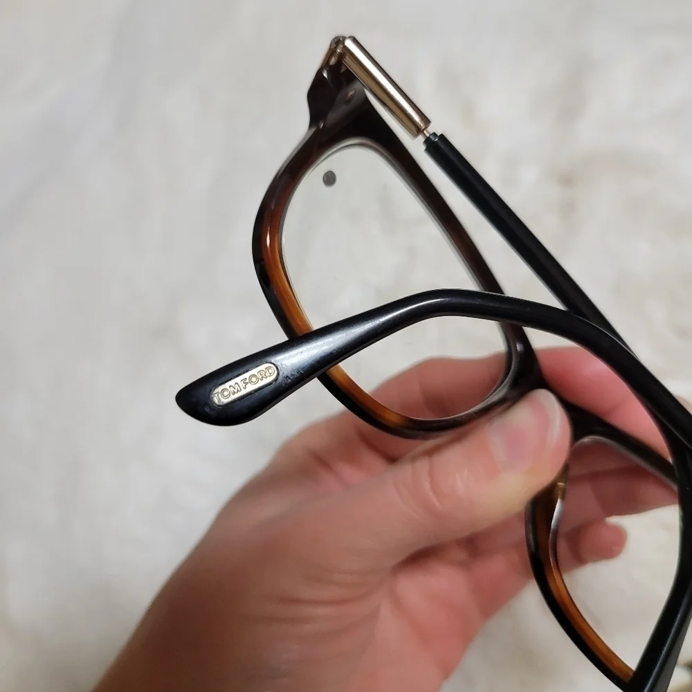 Tom Ford Glasses Frames Slight Rounded Square Optical Frame Black Brown